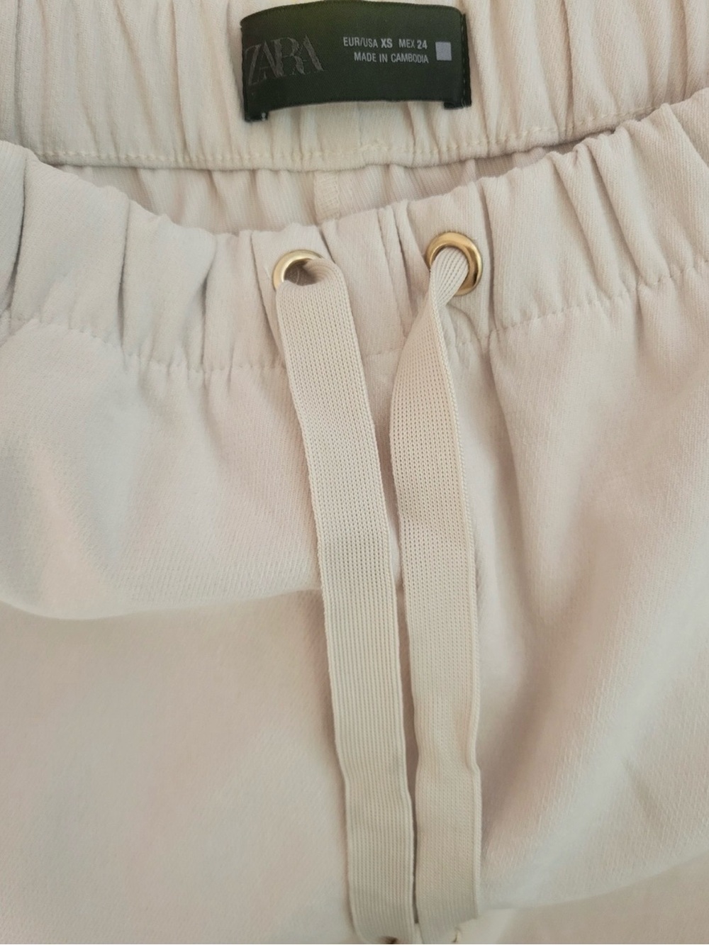 ZARA Cream Off-White Wide Leg Elastic Waist Drawstring Pants XS (Fits Small) - Picture 9 of 11